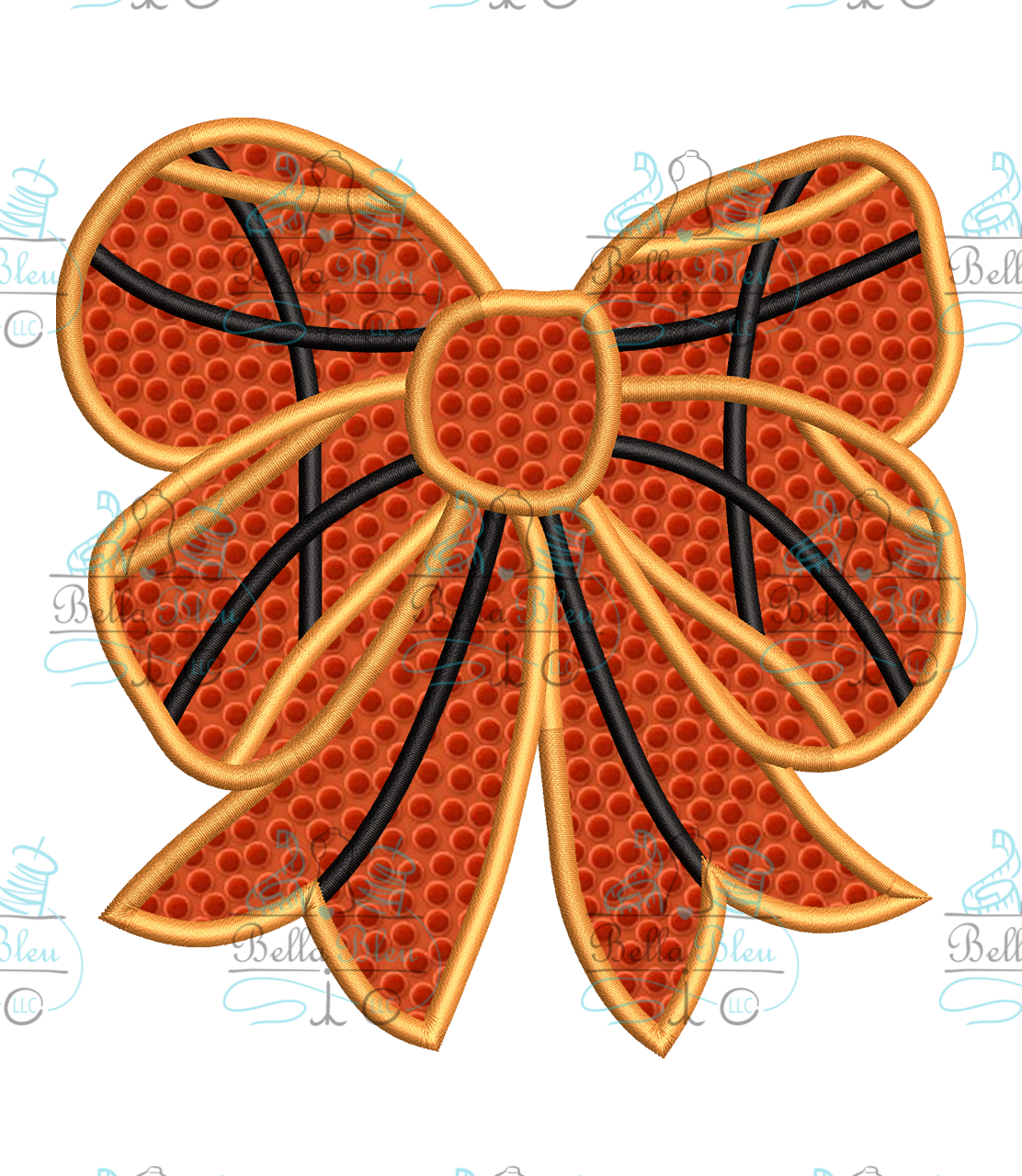 Basketball Bow Side Design Applique 3 sizes