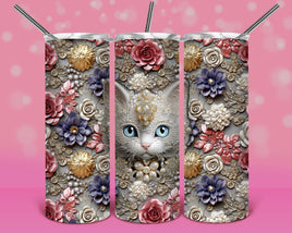 Cat floral Tumbler Sublimation file