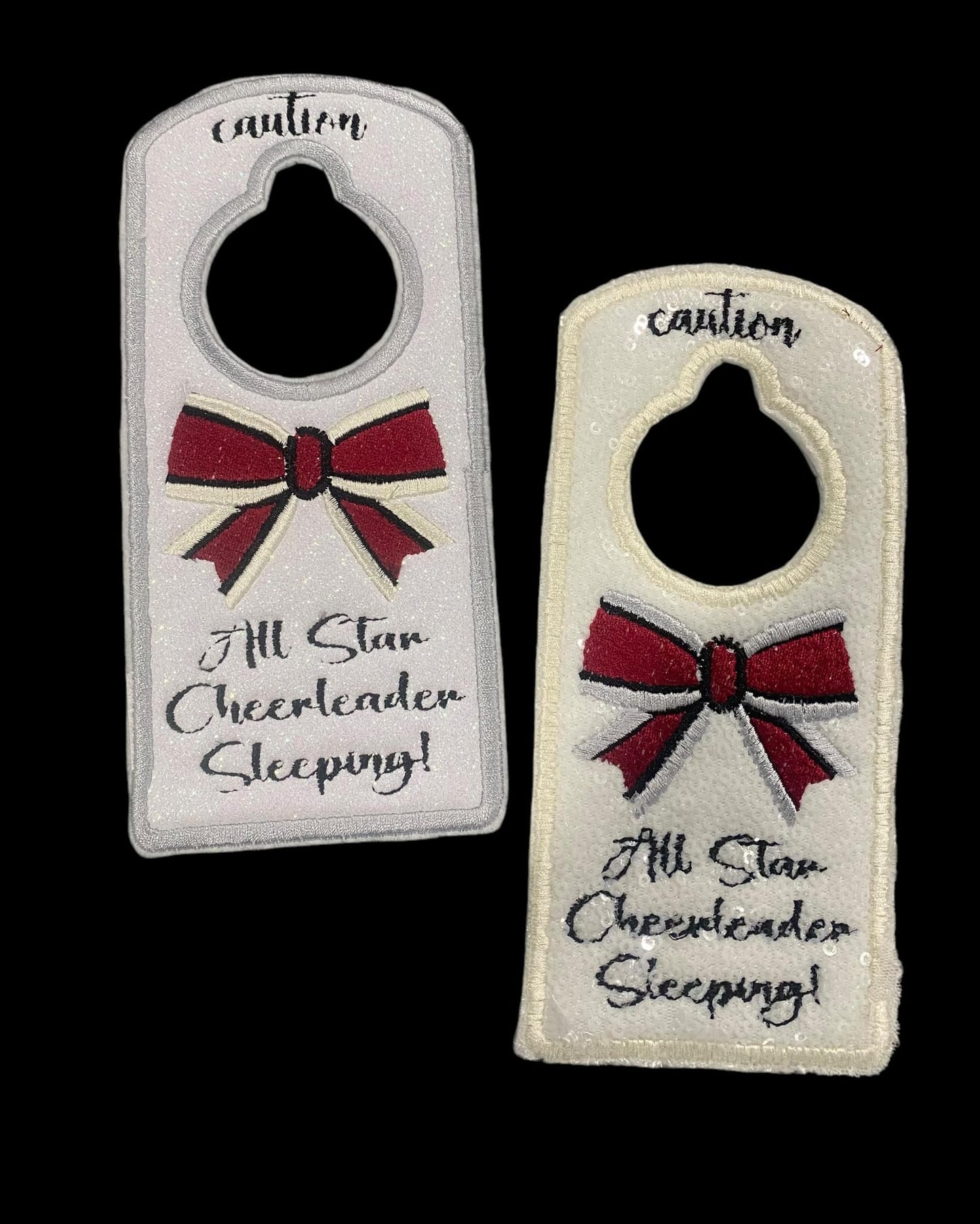 Caution All Star Cheerleader Sleeping ITH Door Hanger