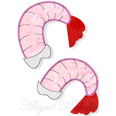 Shrimp Applique - 3 Sizes!