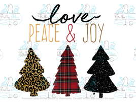 Christmas Love,  Peace & Joy Trees Sublimation pgn file