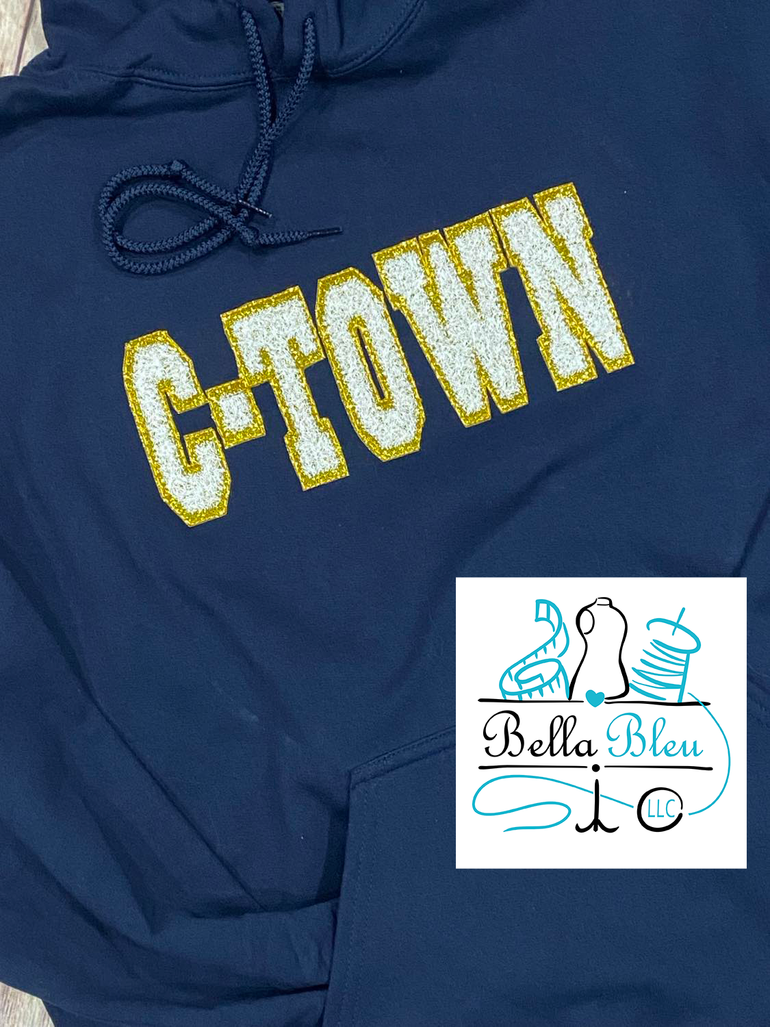 Custom Cheer Name Faux Chenille Sweatshirt Crew