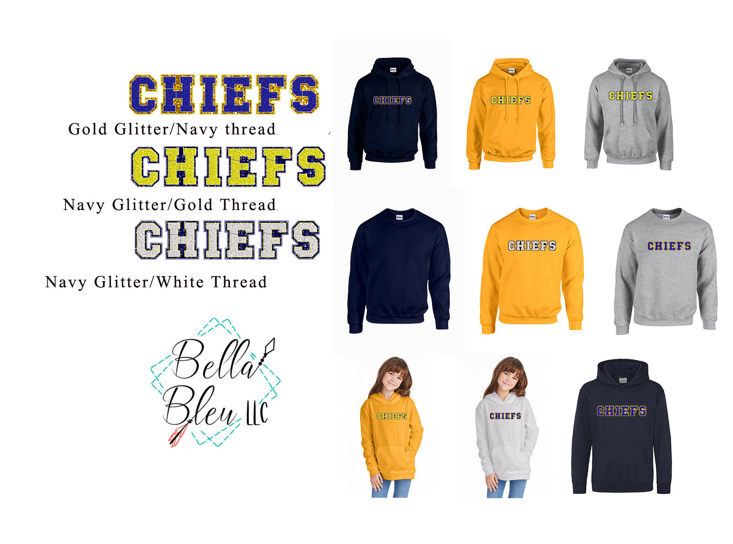 Custom Cheer Name Faux Chenille Sweatshirt Crew