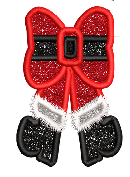 Santa Boots Bow Side Design Applique