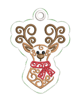 ITH Christmas Reindeer 2 Swirl Ornament