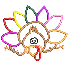 Stuffed Thanksgiving Turkey Applique