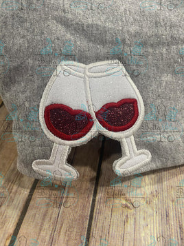 Wine Glasses Side Design Applique 3 sizes