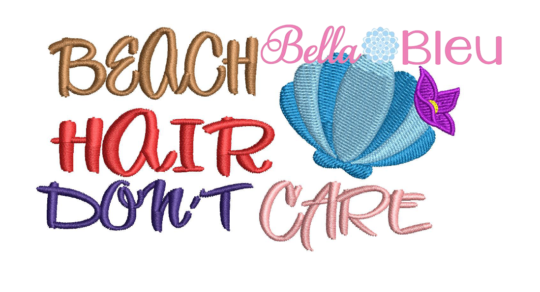 Beach hair don't care baseball hat cap machine embroidery design