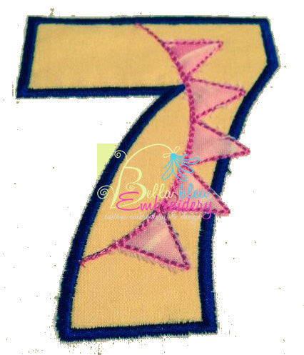 Birthday Age Raggy Banner Bunting Number Set Embroidery Applique design machine embroidery