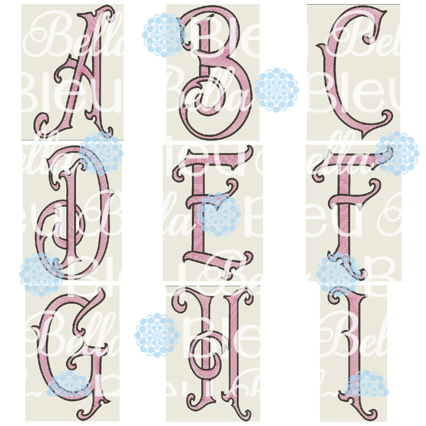 Large Victorian Alphabet Sketchy Font 6x10 hoop only