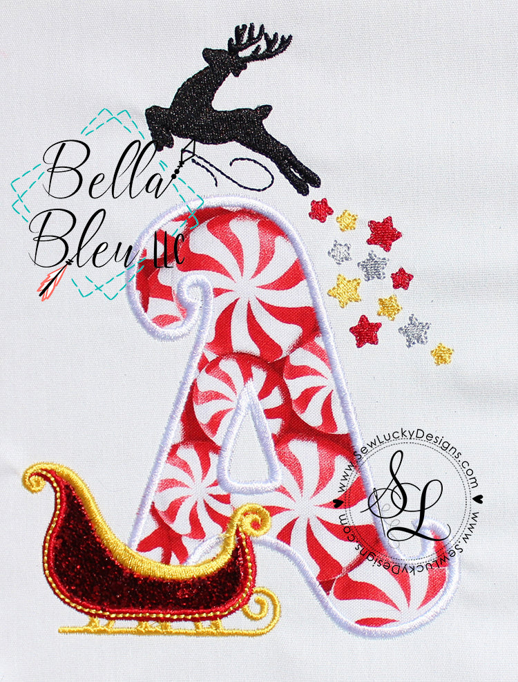 Christmas Santa's Sleigh Applique Font