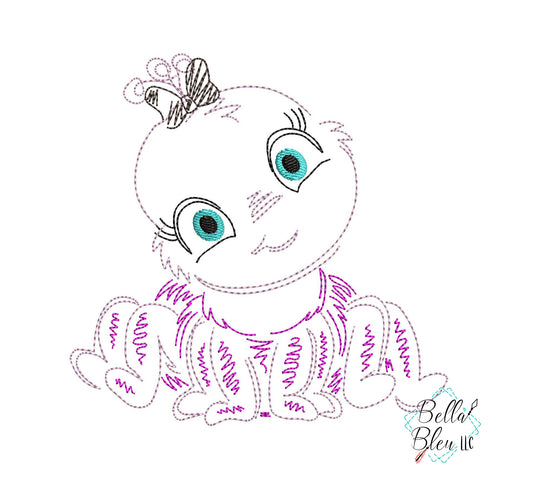 Quick Stitch Girl Spider Insect Bug Machine Embroidery Design COLORWORK