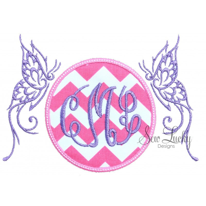 Butterfly Monogram Frame Applique