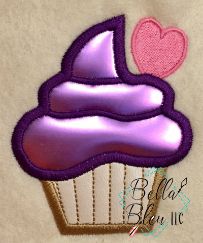 Cupcake with Heart applique Machine Embroidery design