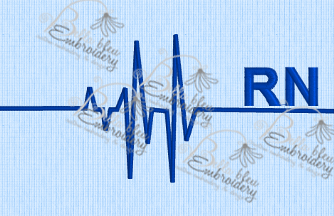 EKG Heartbeat heart beat of a RN fill machine Embroidery Design