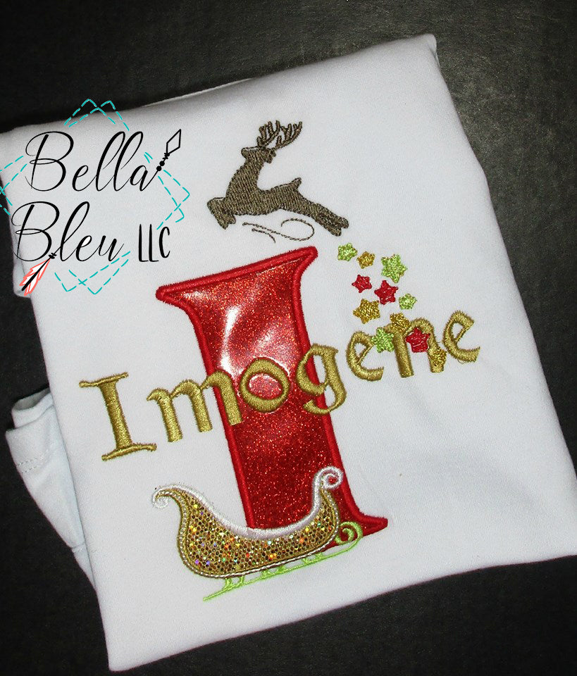 Christmas Santa's Sleigh Applique Font