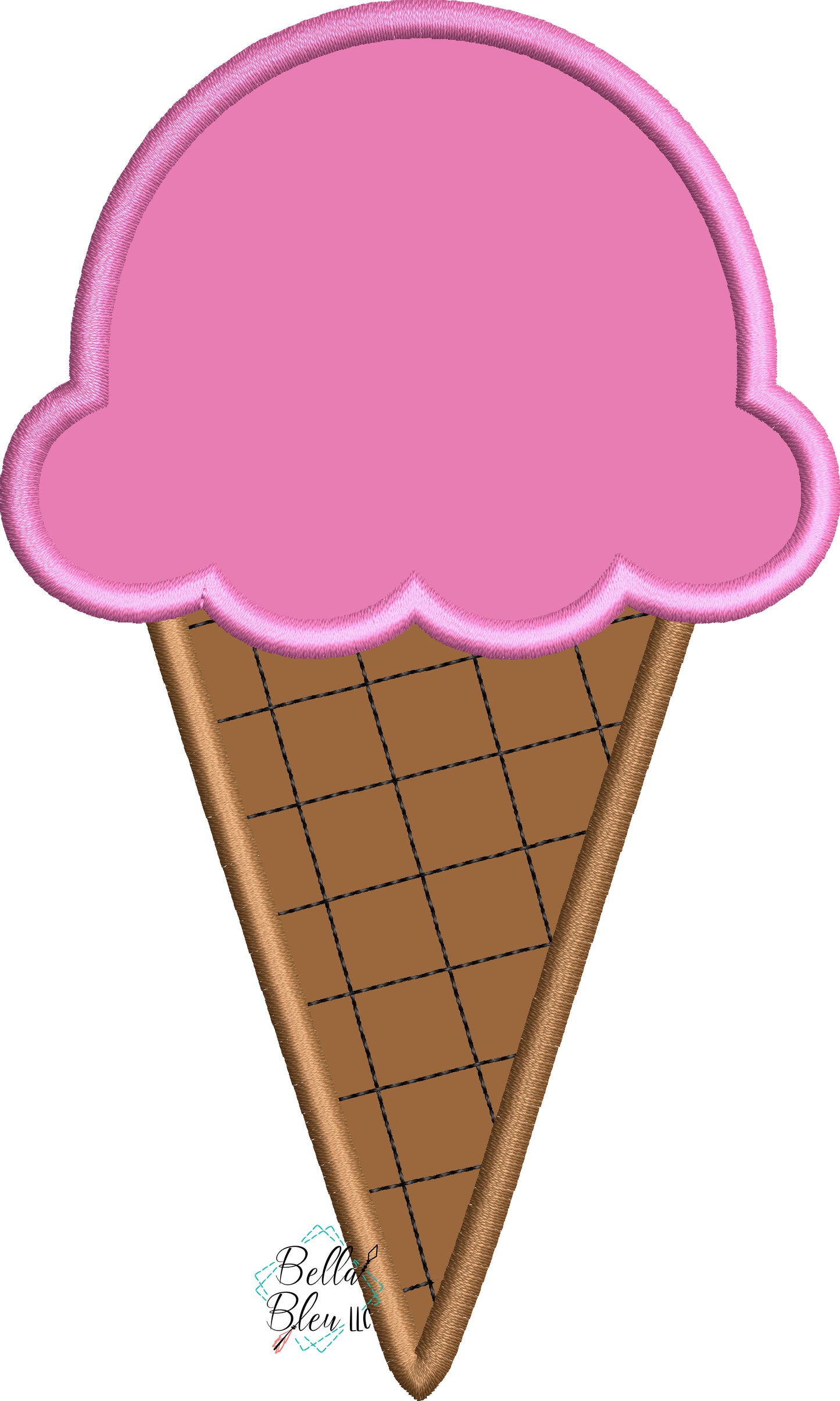 Ice Cream Cone Applique Machine Embroidery Design