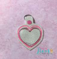 Bean Stitch Heart Snap Key Fob