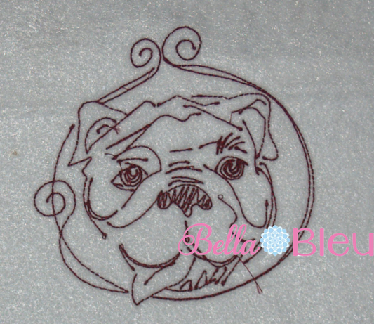 Redwork Bulldog Dog 2 Machine Embroidery Design