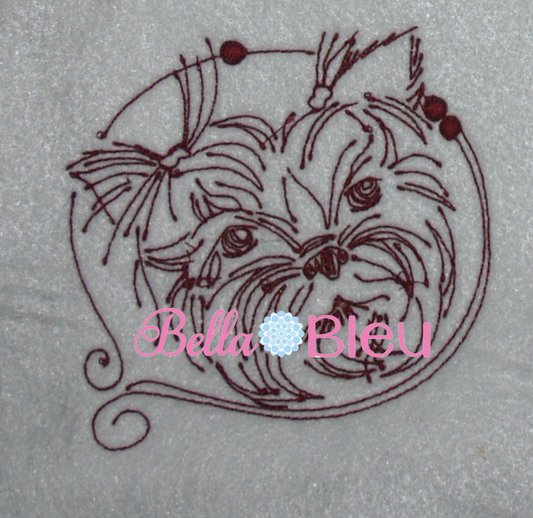 Redwork Terrier Dog 3 Machine Embroidery Design