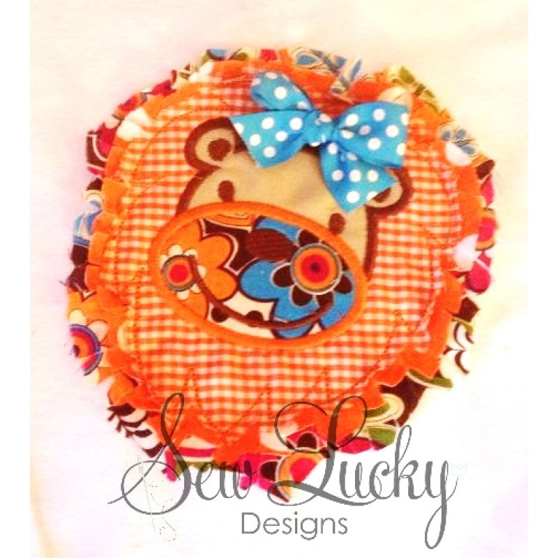 Raggy Lion head bean stitch applique