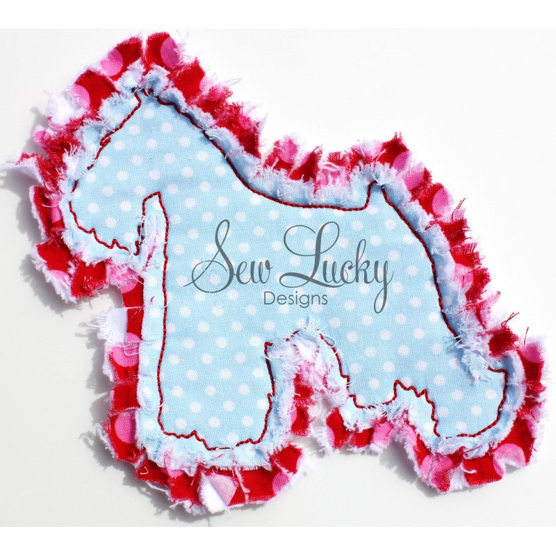 Raggy Miniature Schnauzer Dog bean stitch applique