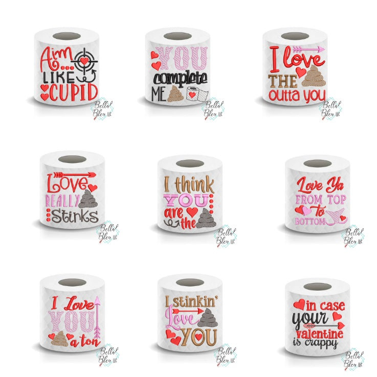 Toilet Paper Embroidery Design Bundle of 97