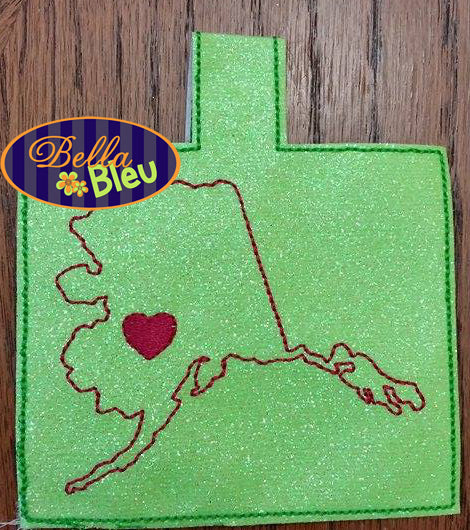 ITH In the hoop Alaska State Key Luggage tag keyfob machine embroidery design