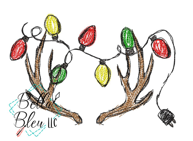 Antlers with Christmas Lights Scribble