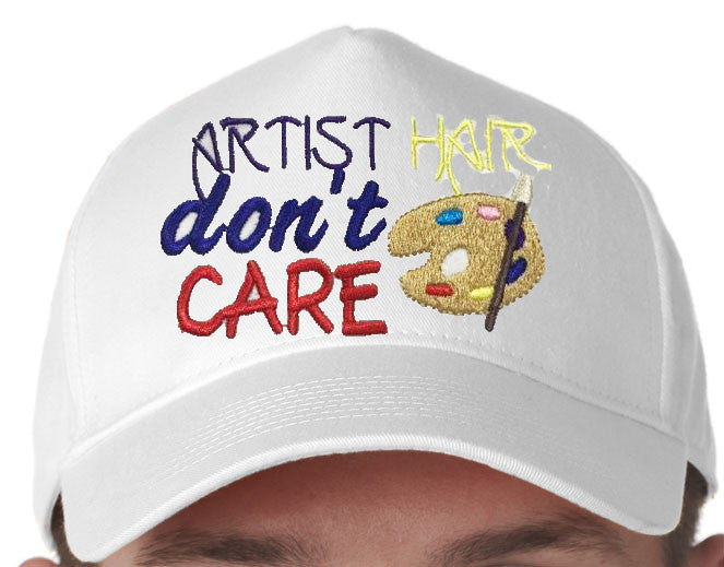 Artist Hair Don't Care Baseball Hat Cap Machine Embroidery Design, Painting Pallet