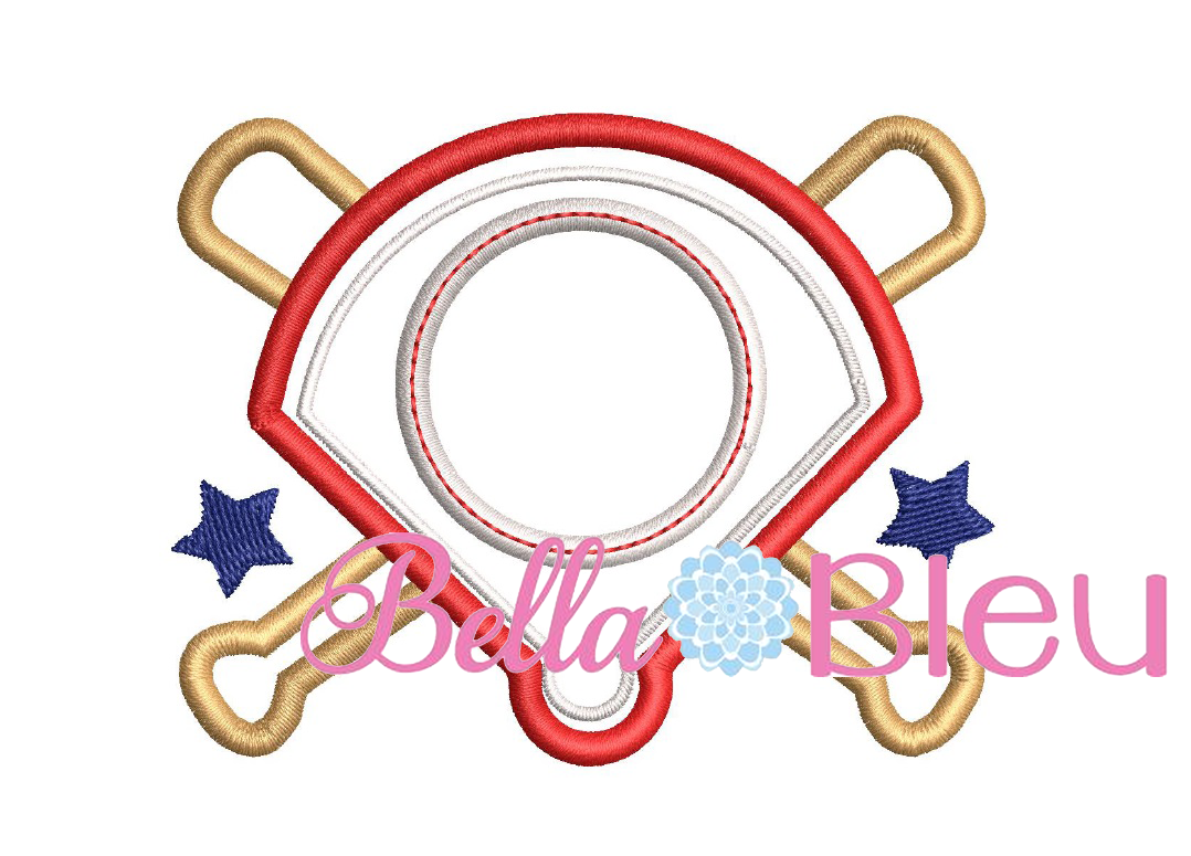 Baseball Field Monogram Applique Embroidery Design SL