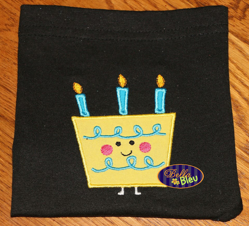 Birthday Cake and Candles Applique Embroidery Designs