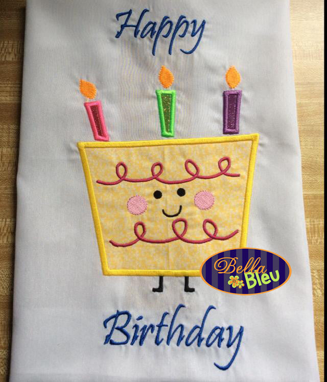 Birthday Cake and Candles Applique Embroidery Designs