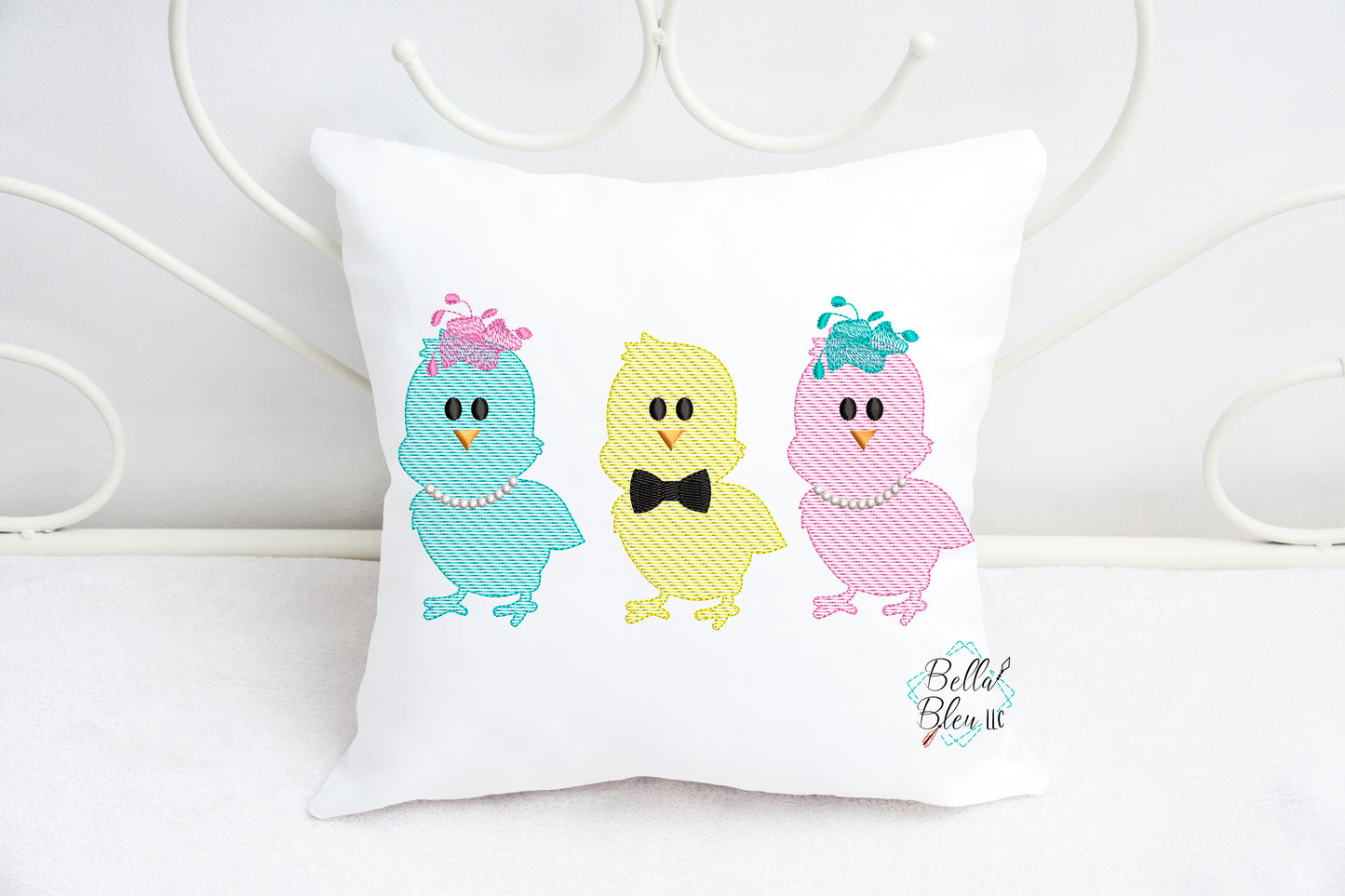 Easter Chick Trio Sketchy Machine Embroidery design