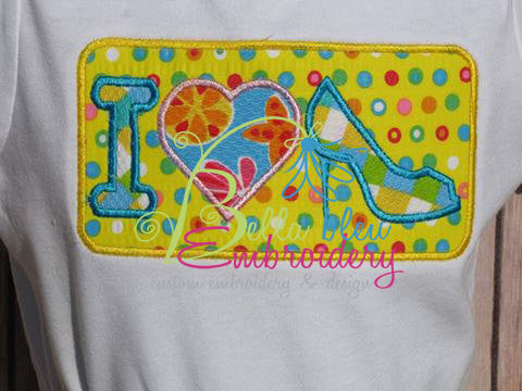 I Love Heels Diva Applique Embroidery Design