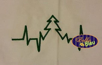 EKG Heartbeat of a Christmas Tree Embroidery Design