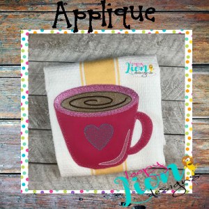 Sketchy Coffee with Heart Mug Applique