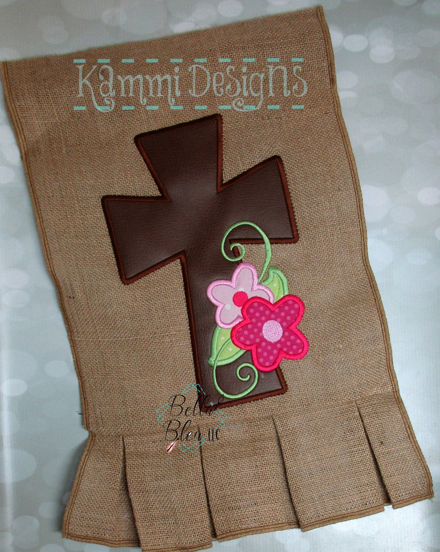 Easter Cross with Flowers Applique Machine Embroidery design