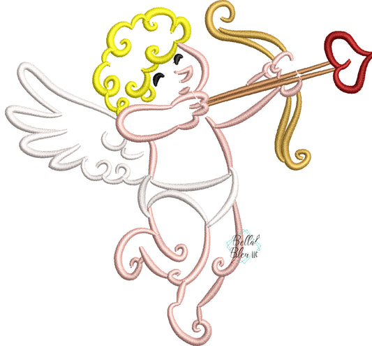 Valentines Cupid Outline Machine Applique Embroidery Design