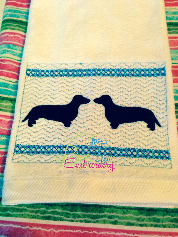 Faux Smocking Dachshund Weenie Dog Machine Embroidery Design