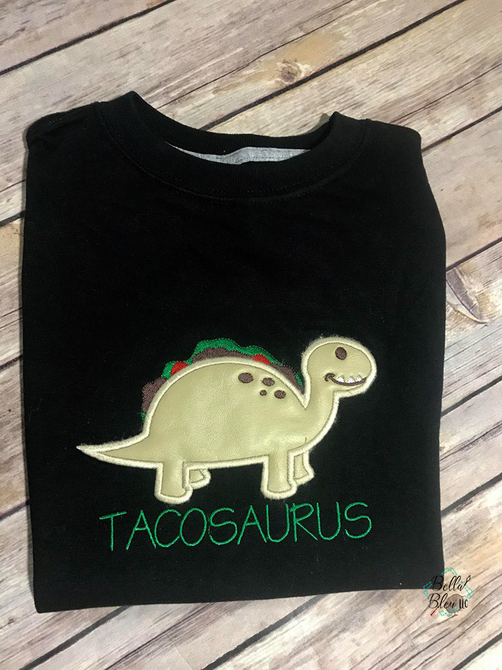 Tacosaurus Dinosaur Taco  Applique Embroidery Designs