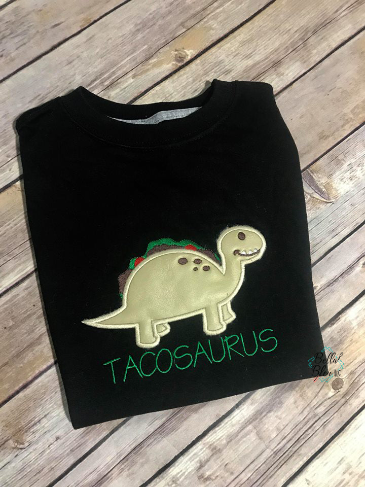 Tacosaurus Dinosaur Taco  Applique Embroidery Designs