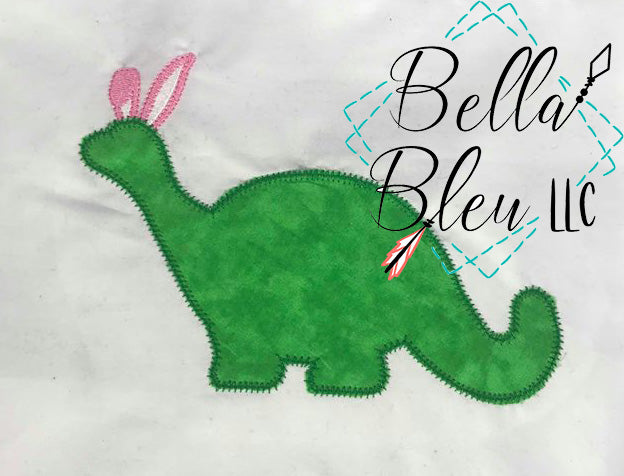 Easter Dinosaur with Bunny ears silhouette Applique Machine Embroidery design