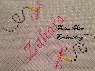 Faux Smocking Dragonfly Monogram Machine Embroidery Design