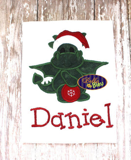 Christmas Santa Dragon Holding Ornament Machine Applique Embroidery Design