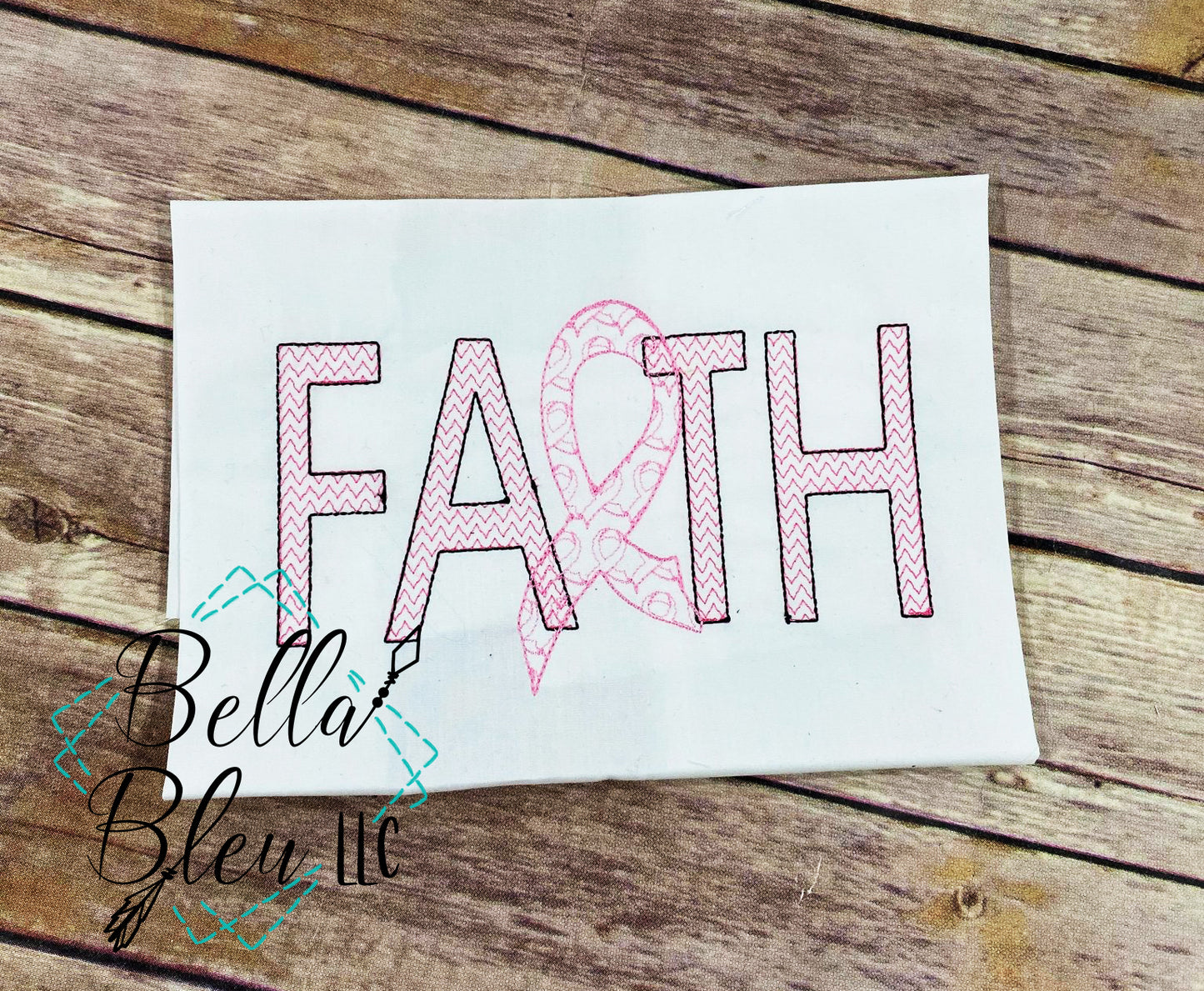 Faith Ribbon Cancer Awareness Sketchy Motif fill