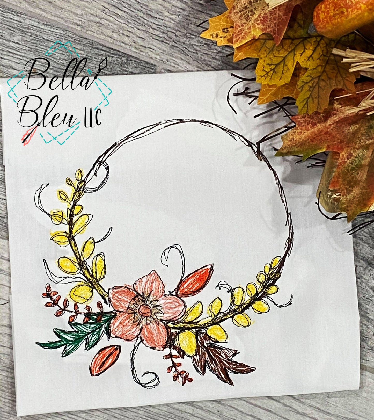 Fall Floral Wreath Scribble Sketchy