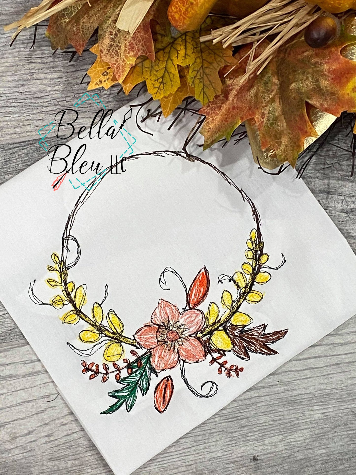 Fall Floral Wreath Scribble Sketchy