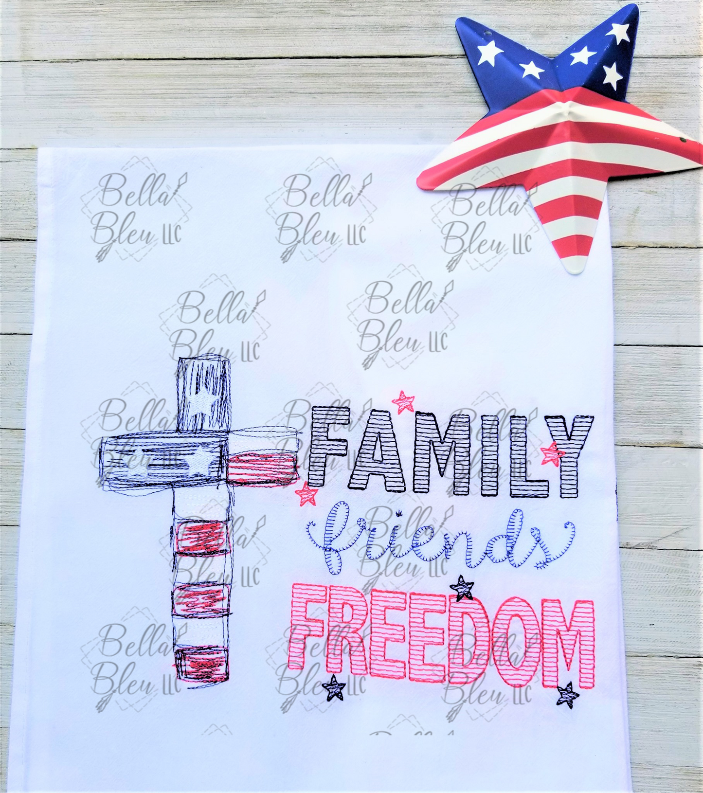 American Flag Cross Scribble