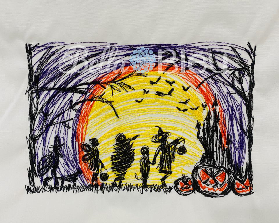 Halloween Scene Sky Scribble Sketchy